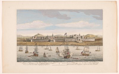 Utsikt över Fort Saint George i Madras Fort St George på Coromandel Coast. Tillhör East India Company of England (titel på objekt) Settlements of the VOC (serietitel) av Robert Sayer