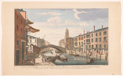 Se över Ponte delle Guglie över Canale di Cannaregio te Venetië En vy av bron på Canal Reggio; och St. Jeremiah-kyrkan till den stora kanalen i Venedig (titel på objektet) Venetië (serietitel) av Robert Sayer