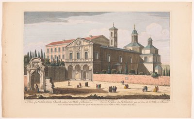 Utsikt över kyrkan Saint Sebastian utanför murarna i Rom Utsikt över St. Sebastians kyrka utan Roms murar (titel på objektet) Rom (serietitel) av Robert Sayer