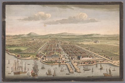 Utsikt över staden Batavia Staden Batavia på ön Java och huvudstad för alla holländska fabriker och bosättningar i Ostindien (titel på objektet) Nederzettingen van de VOC (serietitel) av Robert Sayer
