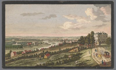 Utsikt över staden Richmond vid Themsen En västlig utsikt över Richmond &c. i Surry, från Star and Garter on the Hill (titel på objekt) Thames (serietitel) av Robert Sayer