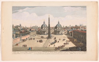 Se på Piazza del Popolo i Rom En vy över den gemensamma platsen, utsmyckad med nya byggnader, och en vy över staden Rom, som den är för närvarande (titel på objektet) Rom (serietitel) av Robert Sayer