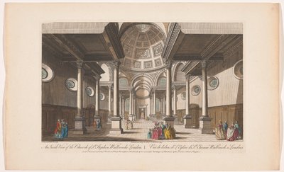 Vy över interiören av Saint Stephen Walbrook-kyrkan i London En insida av kyrkan St Stephen Walbrooke London (titel på objektet) London (serietitel) av Robert Sayer