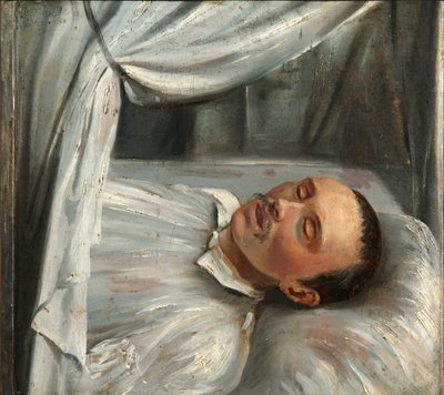 Poeten Mikhail Lermontov 1814-1841 på dödsbädden, 1841. av Robert Schwede