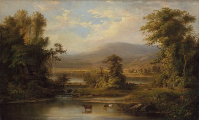 Landskap med kor vattnade i en bäck, 1871. av Robert Seldon Duncanson