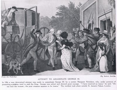 Försök att mörda kung George III, illustration från "Hutchinson