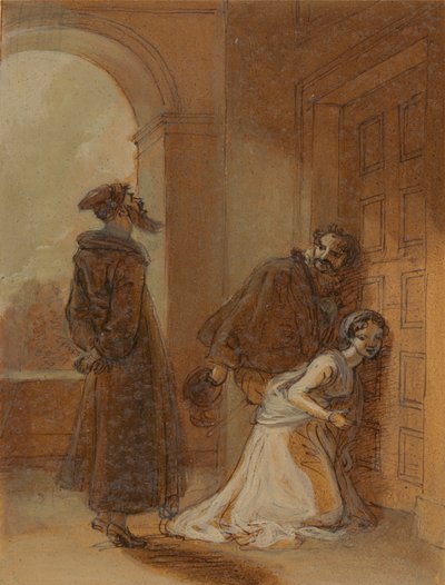 Feste, som Sir Topas, tilltalar Malvolio av Robert Smirke