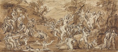 Figurstudie av en Bacchanalia-firande i ett skogslandskap av Robert Smirke