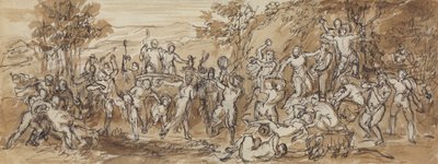 樹木が茂った風景スウェーデン語でバッカナリア祭典のフィギュア研究 av Robert Smirke