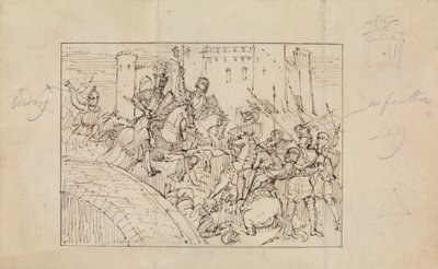 Studie av pansarriddare i strid med hästar av Robert Smirke