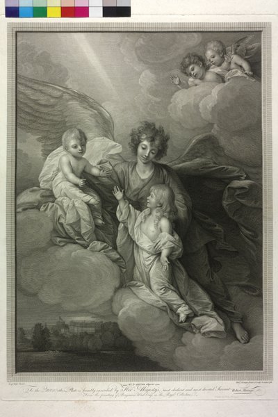 Apotheosis av de avlidna barnen till kung George III av England och hans kvinnliga drottning Charlotte av Robert Strange