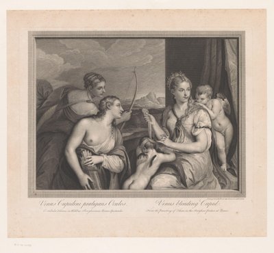 Venus gör en blindduk på Cupido Venus väljer Amors ögon. Venus förblindar Amor (titel på objekt) av Robert Strange