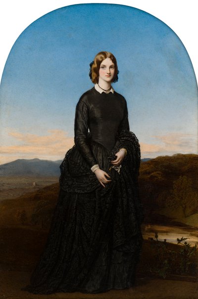 Porträtt av Hon. Selina Weld Forester, Viscountess Newport och senare grevinnan av Bradford (1819-1894), c.1840-70 (olja på elfenben) av Robert Thorburn