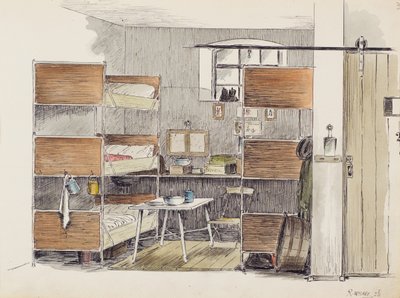 The Artists Horse Box, 2.5., 1915 (bläck och penna med bläck på papper) av Robert Walker