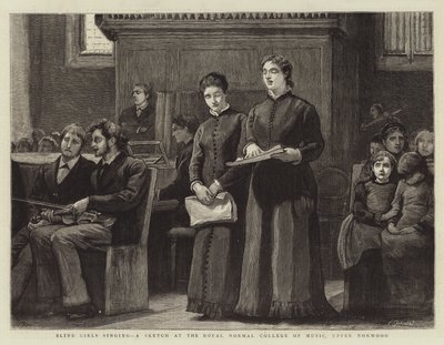Blind Girls singing, en sketch vid Royal Normal College of Music, Upper Norwood av Robert Walker Macbeth
