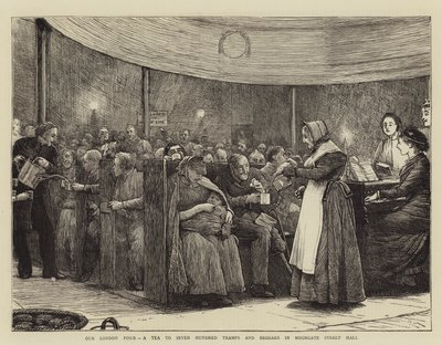 Our London Poor, ett te till sjuhundra luffare och tiggare i Moorgate Street Hall av Robert Walker Macbeth