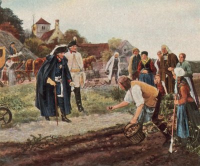 Återuppbyggnadsarbete efter sjuårskriget, "Kungen överallt" (förstärkt färglitografi) av Robert Warthmuller Muller