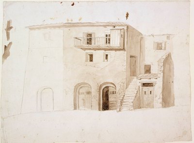 TOPIC från Italien: stenhus med två portar och trappor i mitten av Robert Wilhelm Ekman