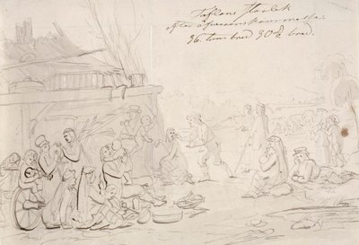 Scen på gården till ett lanthus av Robert Wilhelm Ekman