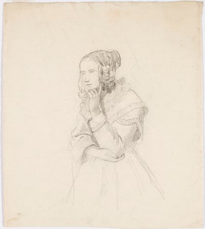 Kvinna lutar hakan på sin vänstra hand av Robert Wilhelm Ekman