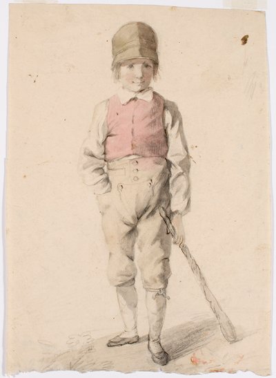 Stående pojke med en vagn i sin vänstra hand av Robert Wilhelm Ekman