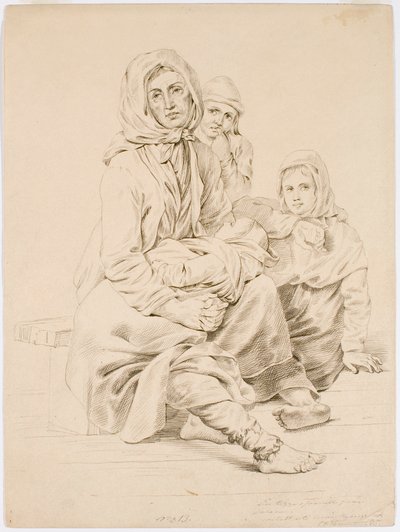 En tiggarfamilj från Taala, en kvinna med tre barn av Robert Wilhelm Ekman