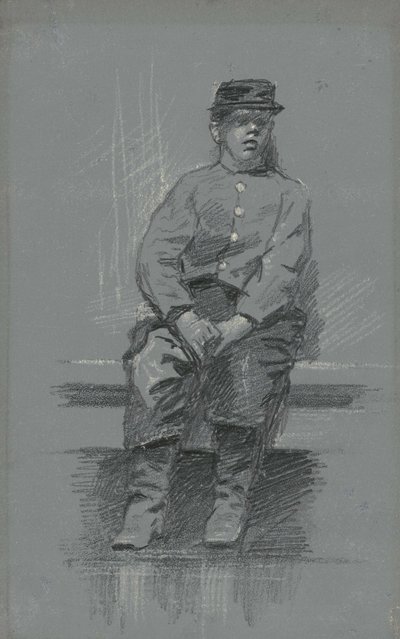 The Cadet, ca 1895 (grafit på grå tablett) av Robert William Vonnoh
