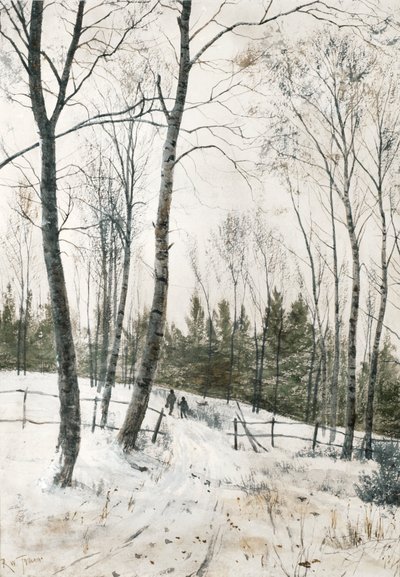 Två figurer i en vinterskog av Robert Winchester Fraser