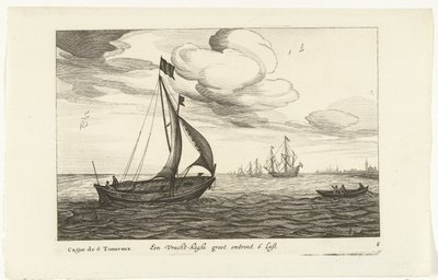 Vrachtkagen Een Vracht-kaghe groot om 6 Last / Cague de 6 Tonneaux (titel på objekt) Hollandse scheepstypen, 1627 (serietitel) Olika fartyg Don ton se sert dans les United Provinces / Ikoner för olika holländska fartyg vars användning mestadels är i en av Robert de Baudous (possibly)