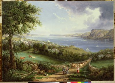 Utsikt över Hudsonfloden från närheten av Sing Sing, New York, ca 1850 av Robert the Younger Havell