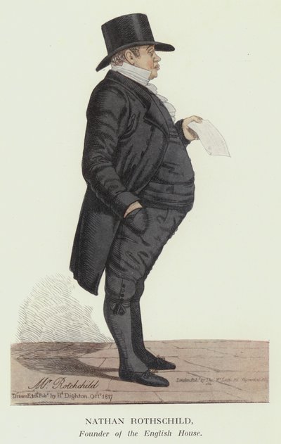Nathan Rothschild, grundare av det engelska huset (färg litho) av Robert the younger Dighton