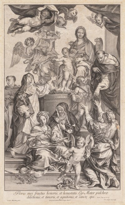 Jungfru och barn med heliga, ca. 1720-1730. av Robert van Audenaerd