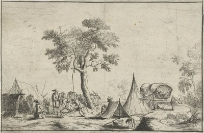 Campa med ett spetsigt tält av Robert van den Hoecke