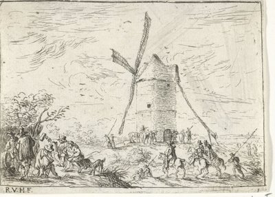 Väderkvarn Landskap med läger (serietitel) av Robert van den Hoecke