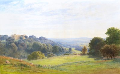 Chirk Castle, Clwyd (akvarell) av Roberto Angelo Kittermaster Marshall