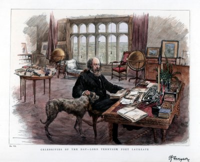 Alfred Lord Tennyson 1809-1892, poetpristagare, 1884. av Roberts