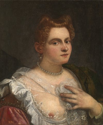 Självporträtt ung venetiansk kvinna, ca. 1580. av Robusti