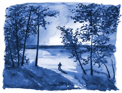 Blå skog, sjö, ensamhet av RodMacIver