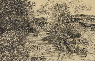 Badande i en bäck av Rodolphe Bresdin