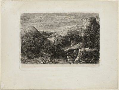 Badande i en bergspool av Rodolphe Bresdin