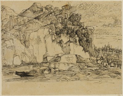 Kaukasiskt landskap av Rodolphe Bresdin