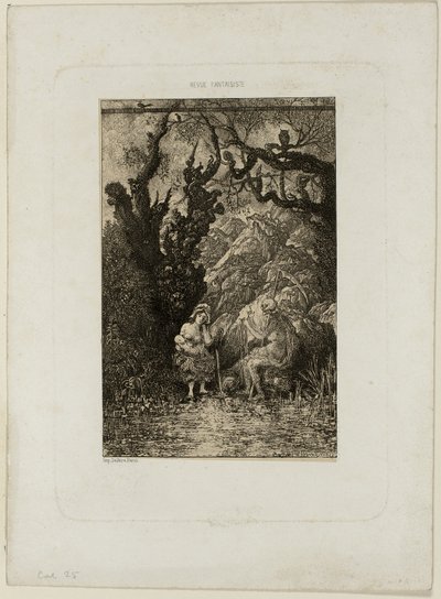 Döden och den unga mamman, från Revue Fantaisiste av Rodolphe Bresdin