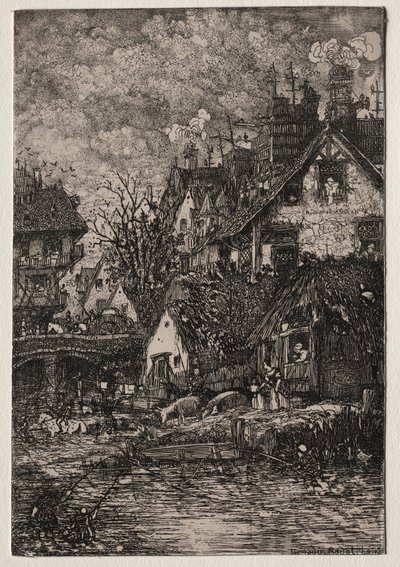 Ingången till en by, 1861. av Rodolphe Bresdin