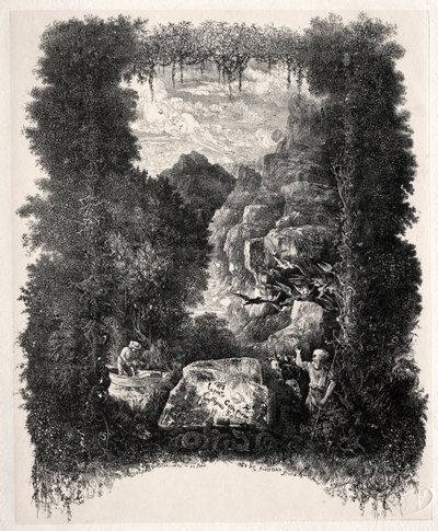 Första frontispice för Fables and Fairy-Tales av Thierry-Faletans av Rodolphe Bresdin