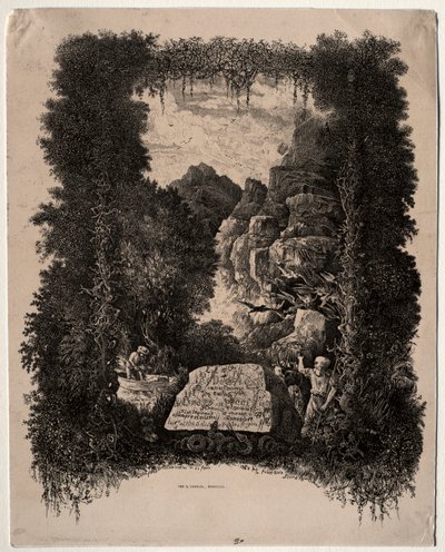Första frontispice för Fables and Fairy-Tales av Thierry-Faletans, 1868. av Rodolphe Bresdin