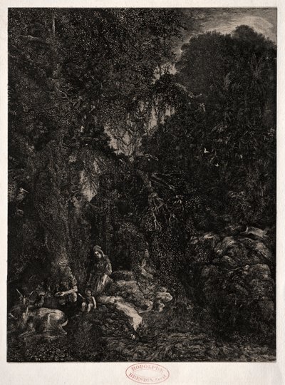 Helig familj med rådjur, 1871. av Rodolphe Bresdin