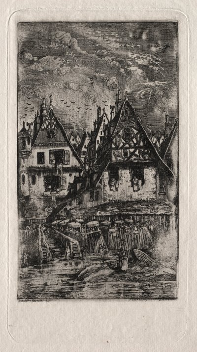 Marknadsplats med parasoller, 1866. av Rodolphe Bresdin
