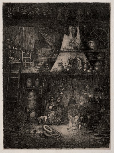 Bondeinteriör i Haute-Garonne, 1858. av Rodolphe Bresdin