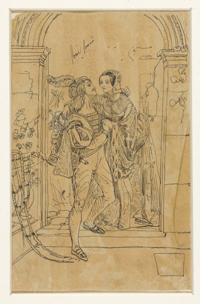 Romeo och Juliette i 1400-talsdräkt av Rodolphe Bresdin