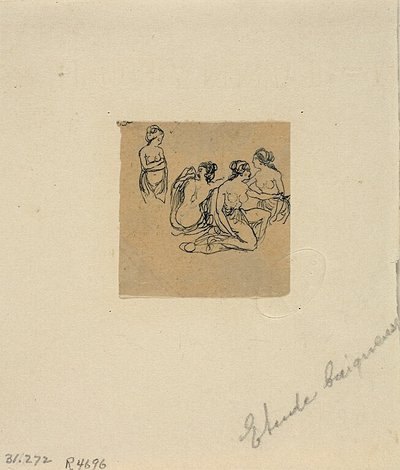 Studie av badande av Rodolphe Bresdin